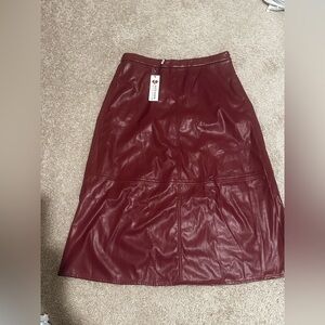 NWT Kate Kasin solid PU leather front split/high waist bodycon pencil mini skirt